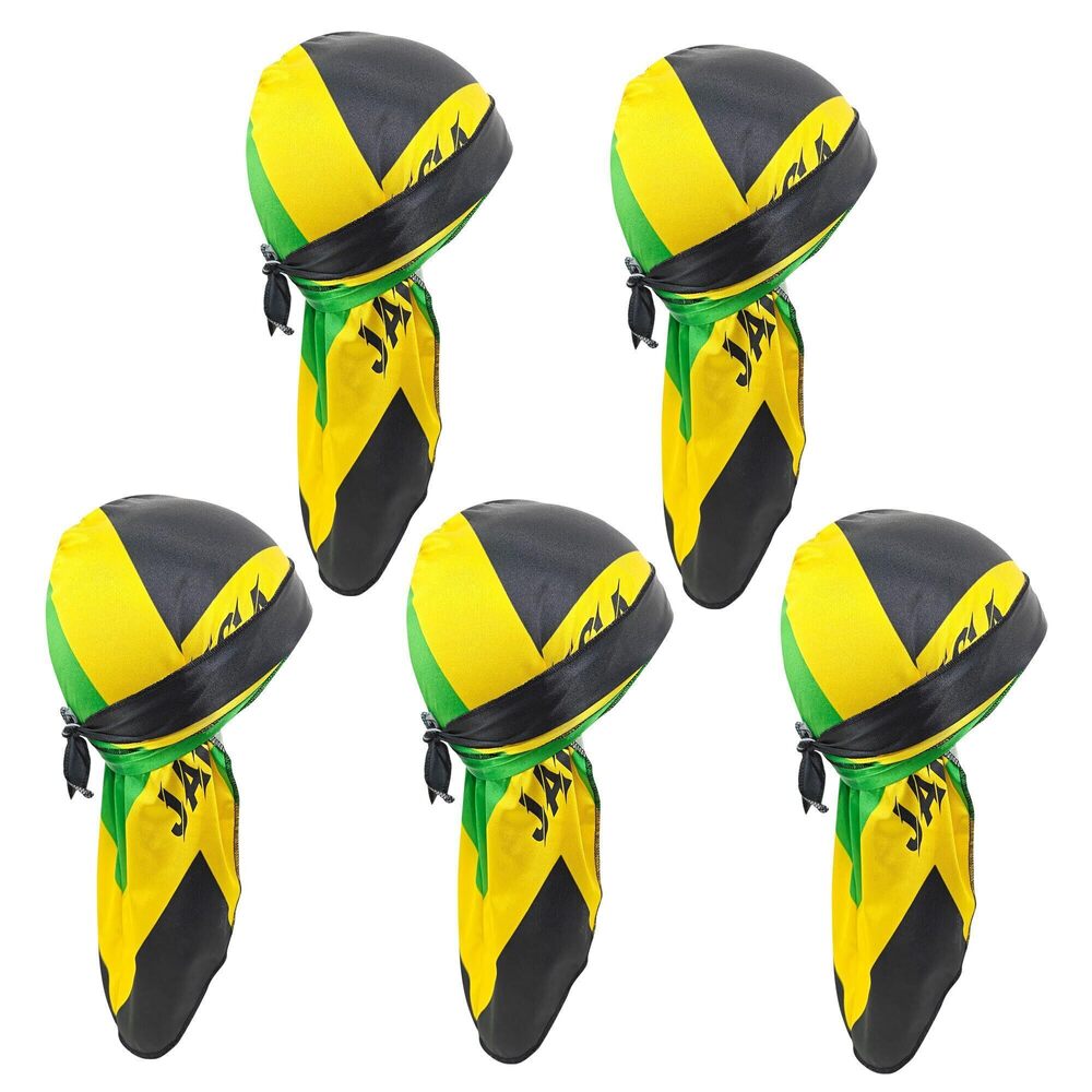 5119 Du Rag Smooth Jamaican Flag Reggae Headwrap - African Streetwear Hair